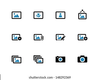 Photographs and Camera duotone icons. Vector illustration.