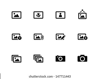 Photographs and Camera icons on white background. Vector illustration.