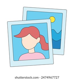 Photographs, photos, instant camera photographic prints vector illustration