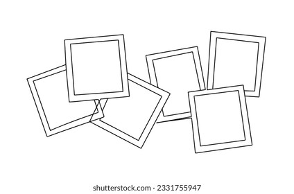 The photographs are in a random order. World Photography Day. One line drawing for different uses. Vector illustration.