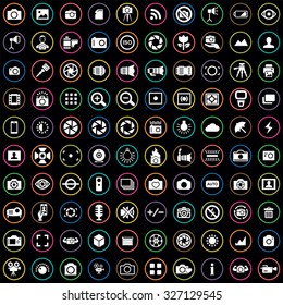 photography 100 icons universal set for web and mobile
