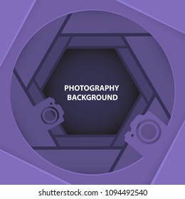 Photography 3D abstract ultra violet background with paper cut shapes