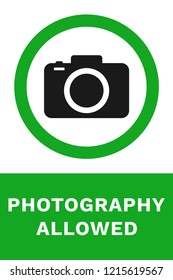 PHOTOGRAPHY ALLOWED sign. Vertical banner. Vector.