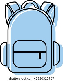 Photography backpack camera gear equipment carrying bag line art icon with blue background spot isolated on white background photographer luggage case