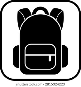 Photography backpack camera gear professional equipment bag flat black solid glyph icon isolated on white background luggage case for photographer