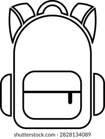 Photography backpack camera gear professional equipment bag line art icon isolated on white background luggage case for photographer