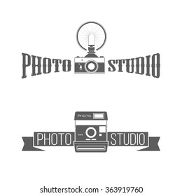 Photography badge, label template. Retro style logotype for photo studio. Great for business design. Vintage vector illustration.