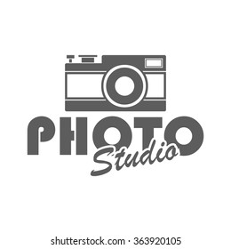 Photography badge, label template. Retro style logotype for photo studio. Great for business design. Vintage vector illustration.