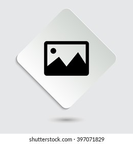 photography - black vector icon  on a paper button