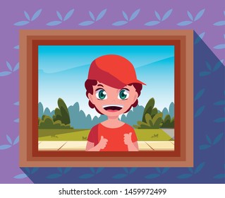 photography with boy on the wall