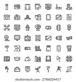 Photography Camera Art Visual Icon Set Vector