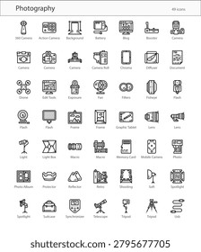 Photography Camera Art Visual Icon Set Vector