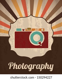 photography camera design over grunge background vector illustration  