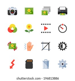 Photography And Camera Function Icons : Flat Icon Set For Web And Mobile Application