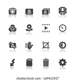 Photography and Camera Function Icons with White Background