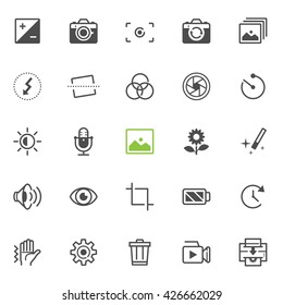 Photography and Camera Function icons with White Background