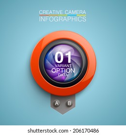 Photography camera icon background. Vector