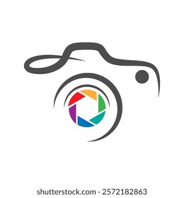 Photography camera icon logo design illustration