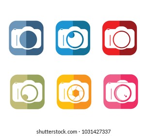 photography camera icon logo vector design template