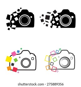 Photography camera icons vector set