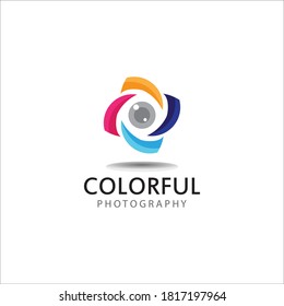 Photography Camera Lens Logo Design Vector