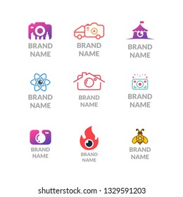 Photography Camera Lens Logo Template Set