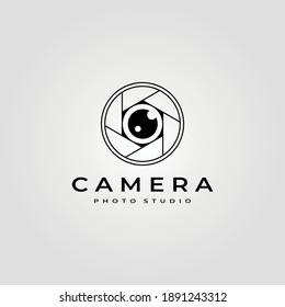 photography camera lens logo vector minimalist illustration design