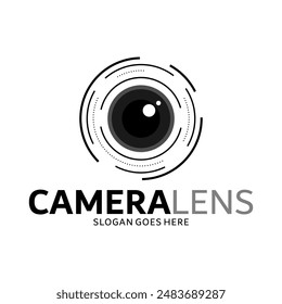 photography camera lens logo vector minimalist illustration design