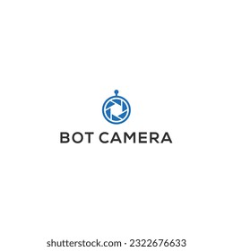 photographie objectif caméra avec robot logo robot image vectorielle conception minimaliste	
