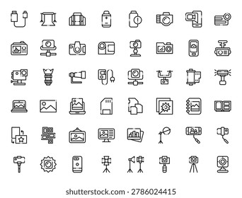 Photography Camera Lens Visual Art Icon Set Vector