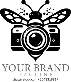 Photography camera logo with bee lens shutter digital professional elegant and modern studio and other businesses vector.
