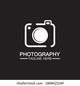 photography camera logo icon vector design template isolated on black background