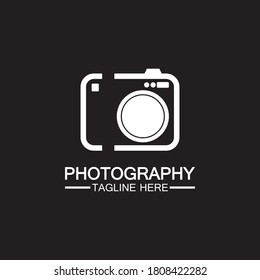 fotografía imagen logotipo icono diseño vectorial de la cámara aislado en fondo negro