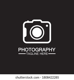 photography camera logo icon vector design template isolated on black background