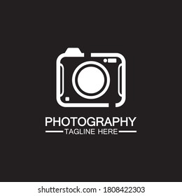fotografía imagen logotipo icono diseño vectorial de la cámara aislado en fondo negro