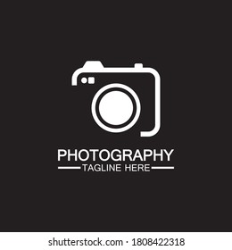 fotografía imagen logotipo icono diseño vectorial de la cámara aislado en fondo negro