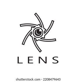 photography camera logo icon vector design template isolated on black background