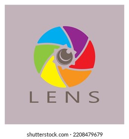 photography camera logo icon vector design template isolated on black background