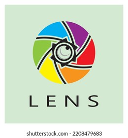 photography camera logo icon vector design template isolated on black background