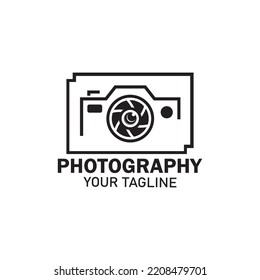 photography camera logo icon vector design template isolated on black background