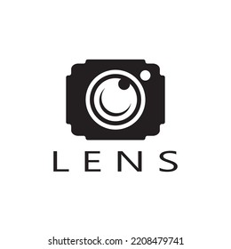 photography camera logo icon vector design template isolated on black background