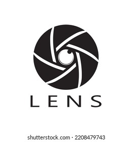 photography camera logo icon vector design template isolated on black background