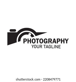 photography camera logo icon vector design template isolated on black background