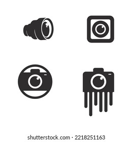 fotografía imagen logotipo icono diseño vectorial de la cámara aislado en fondo negro