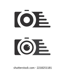 photography camera logo icon vector design template isolated on black background