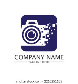 fotografía imagen logotipo icono diseño vectorial de la cámara aislado en fondo negro
