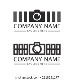 fotografía imagen logotipo icono diseño vectorial de la cámara aislado en fondo negro