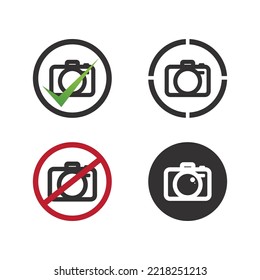 photography camera logo icon vector design template isolated on black background