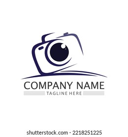 photography camera logo icon vector design template isolated on black background