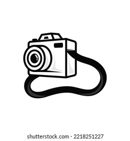 photography camera logo icon vector design template isolated on black background